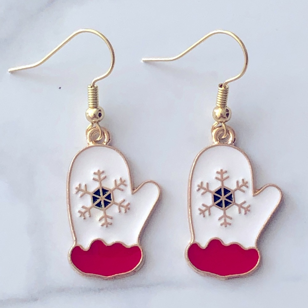 New Mittens Winter Christmas Cute Fun Dangle Drop Hand Crafted Holiday Earrings